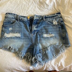 Roped jean shorts